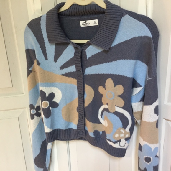 Hollister Blue and Tan Patterned Cardigan - Picture 9 of 15